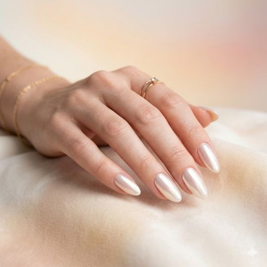 Glazed Pearl Chrome Nails